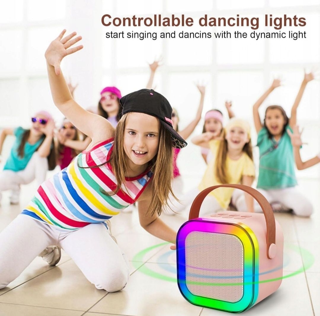 Głośnik bezprzewodowy przenośny 2w1 LED mikrofon karaoke bluetooth USB