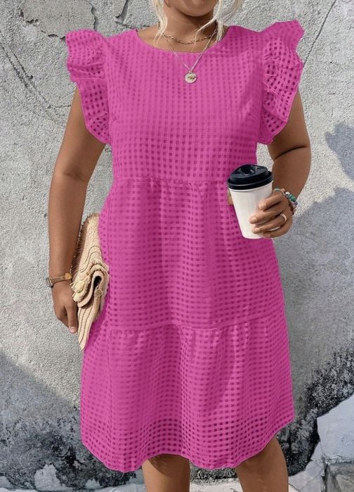 Różowa sukienka na lato wzór/tekstura r. 44-46