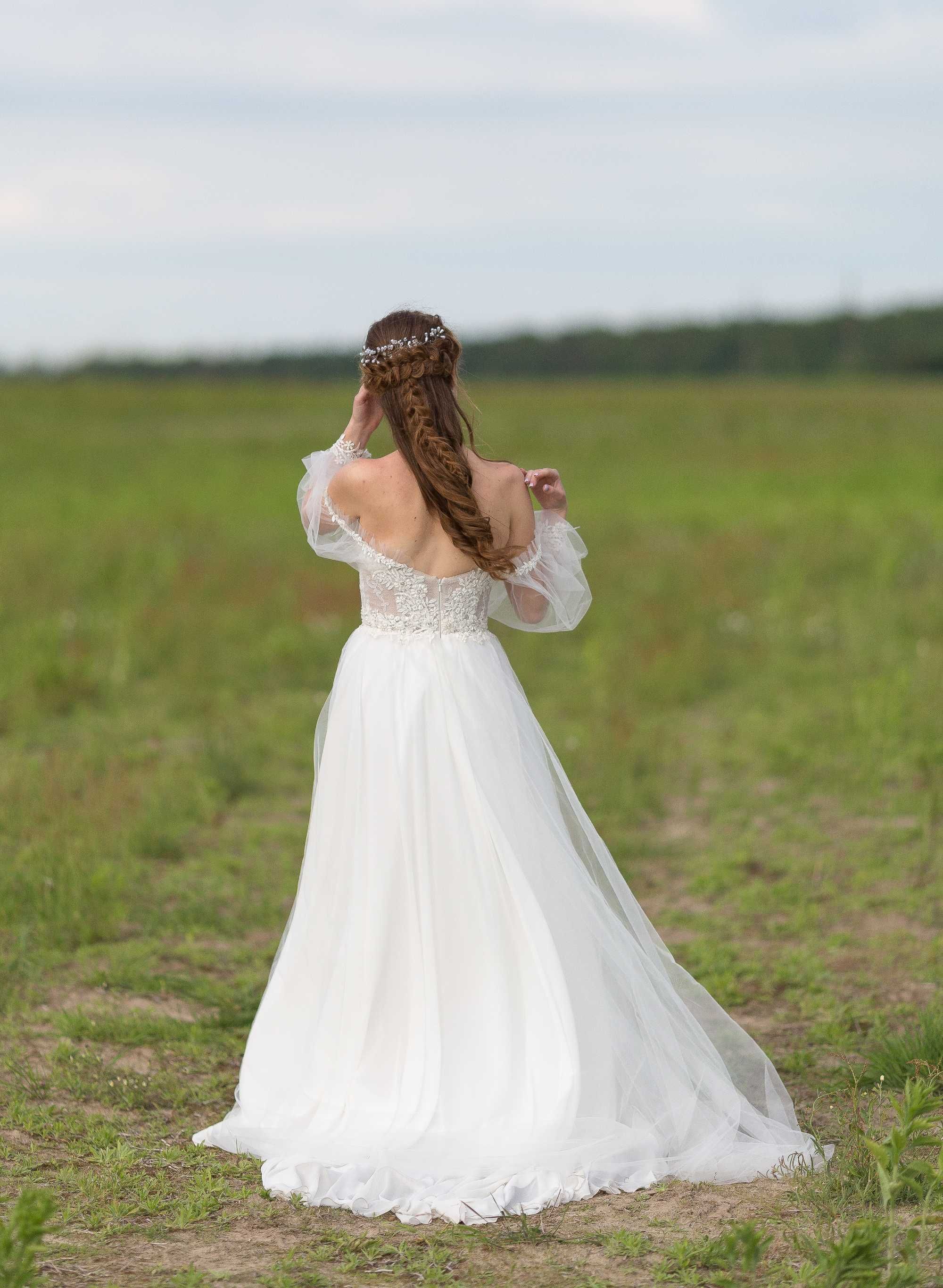 Весільне плаття в стилі бохо + сережки до плаття В ПОДАРУНОК