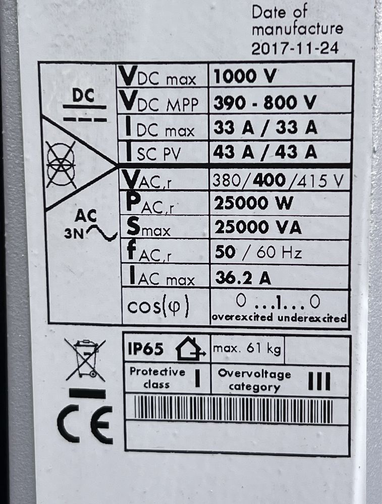 Inversor de rede SMA Sunny Tripower 25 KW