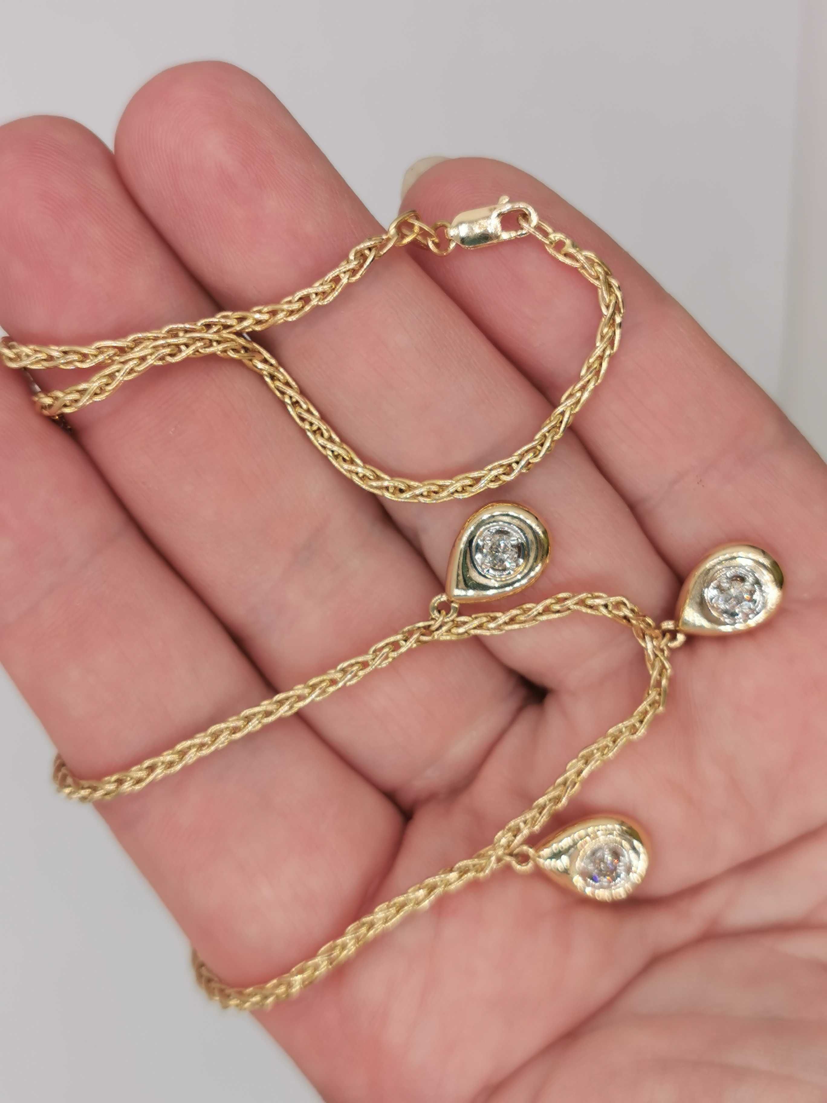naszyjnik złoto 14K 585 diamenty brylanty 0,26 ct 6,73 g certyfikat