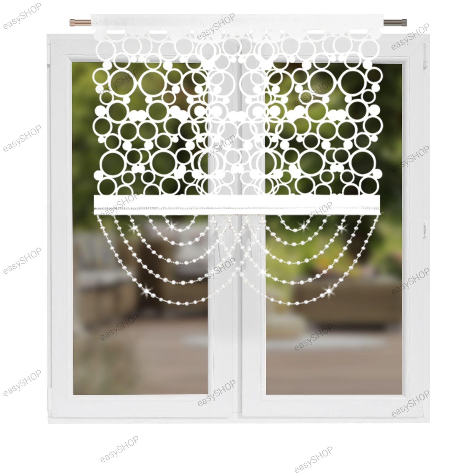 Biały panel ażurowy z koralikami 100x100