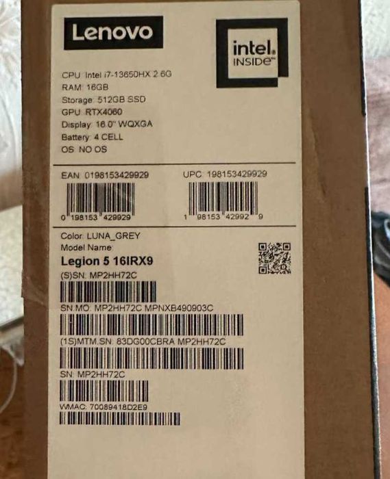 Продам б/у ноутбук Lenovo Legion 5 16IRX9