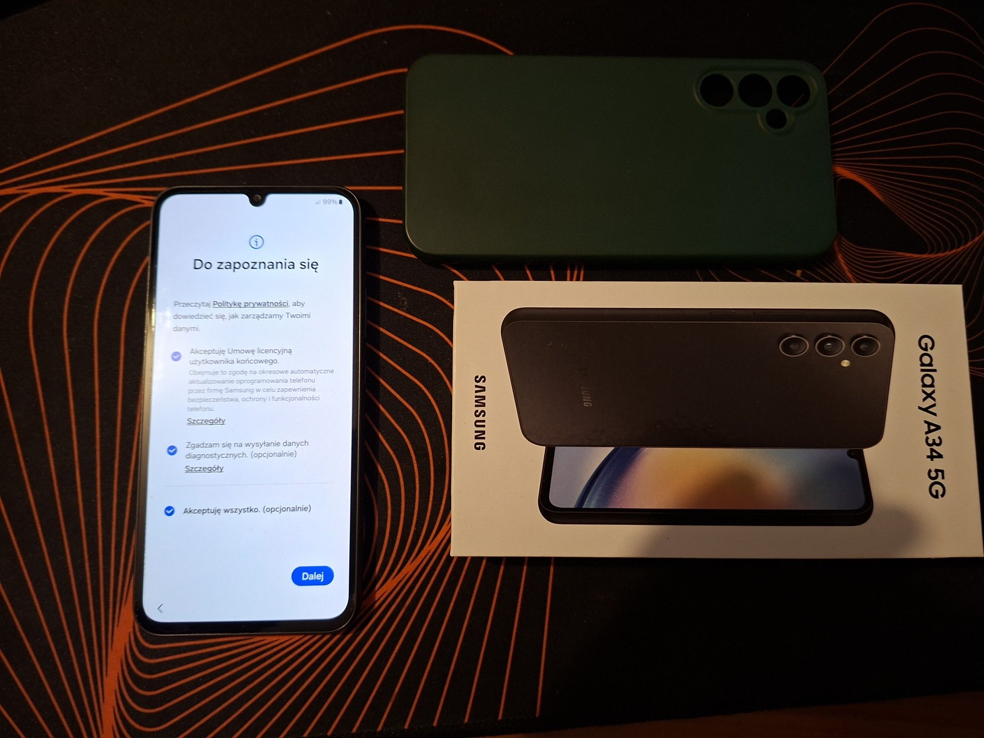 Samsung A34 5G z ochraniaczem