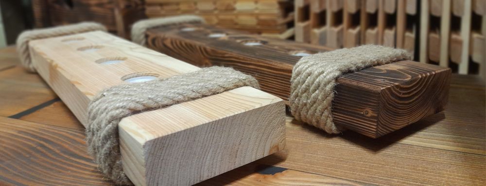 Świecznik, świeca drewniana z liną