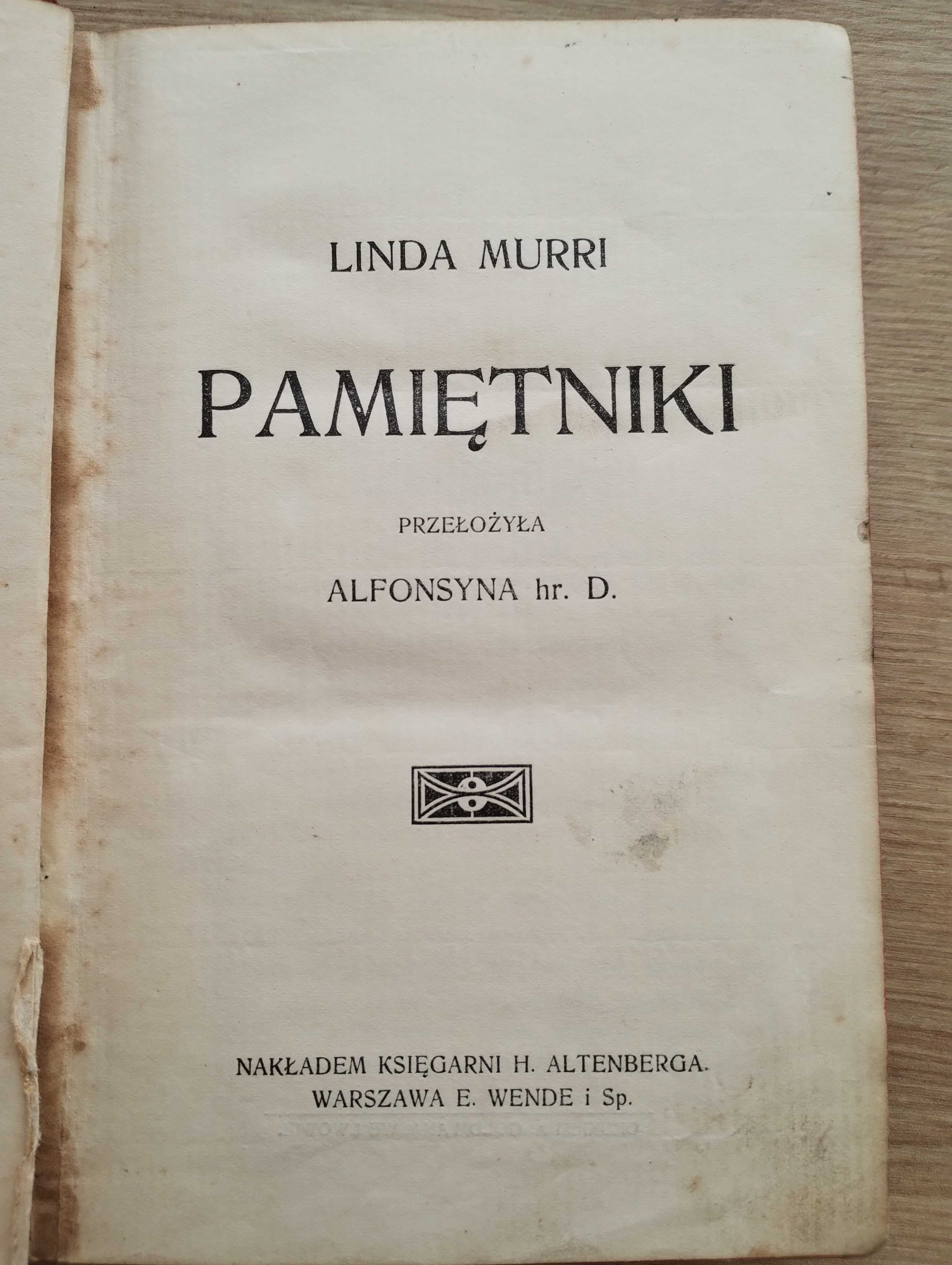 Linda Murri Pamiętniki ok 1910r antyk unikat