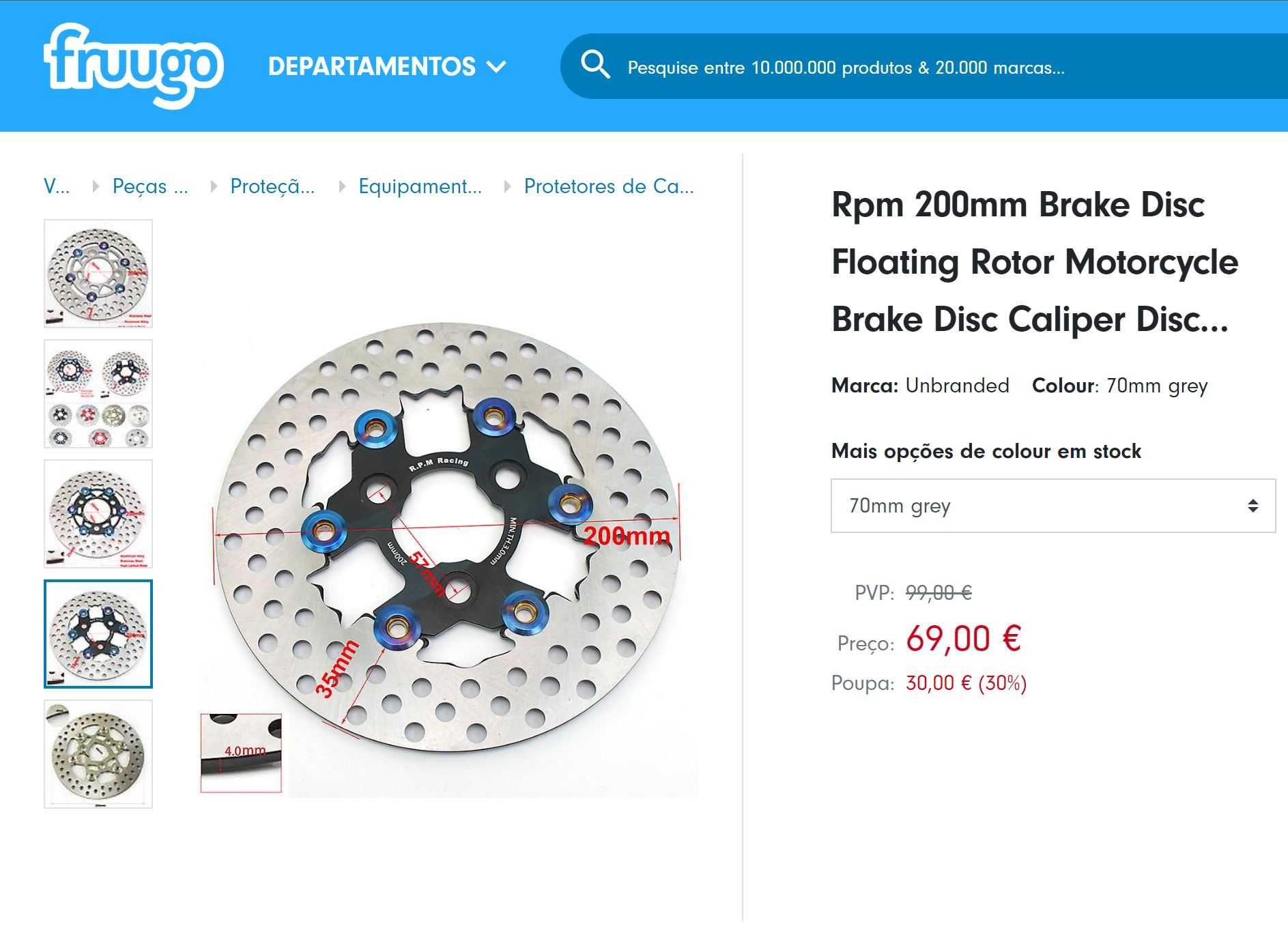 Disco de freior mota traseira/dianteira universal 6 furos 200 mm NOVO