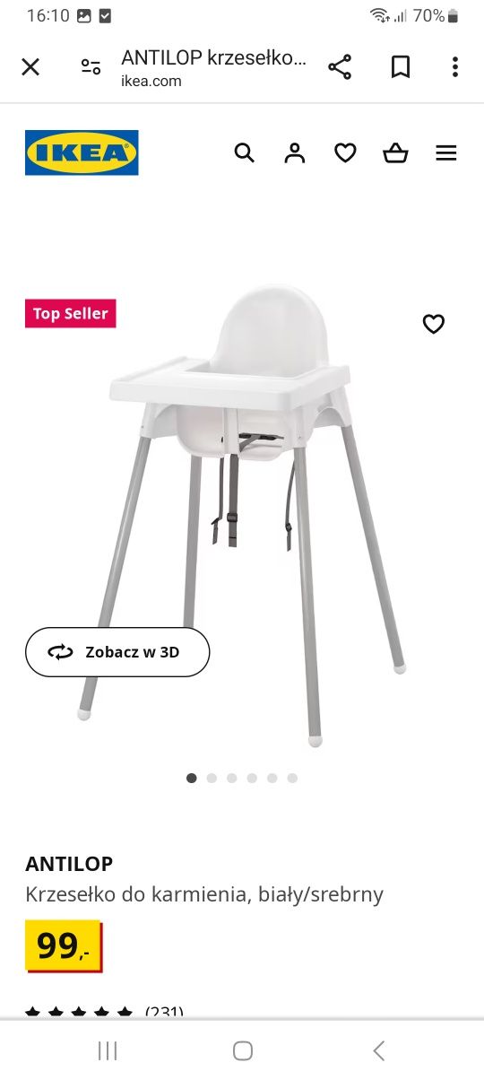 Antilop krzesełko do karmienia Ikea