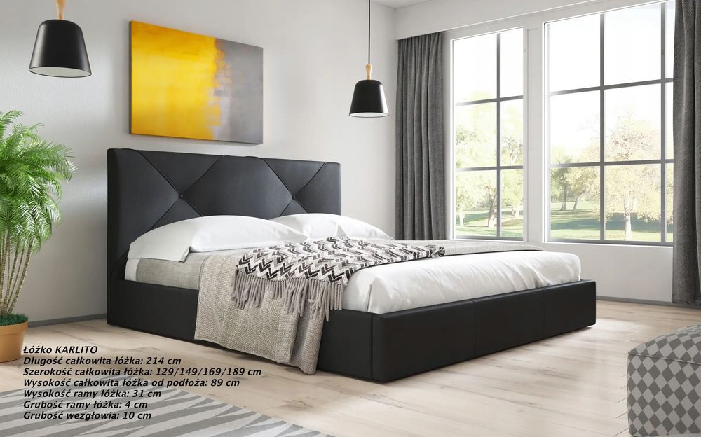 Łóżko Tapicerowane z Pojemnikiem Podnoszone Dostawa 90/120/140/160/180