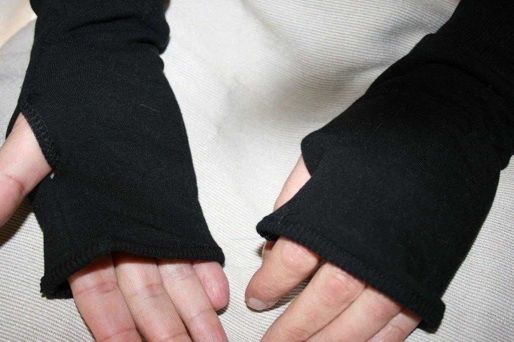 czarne rękawiczki męskie M bez palców mitenki z dzianiny dresowej