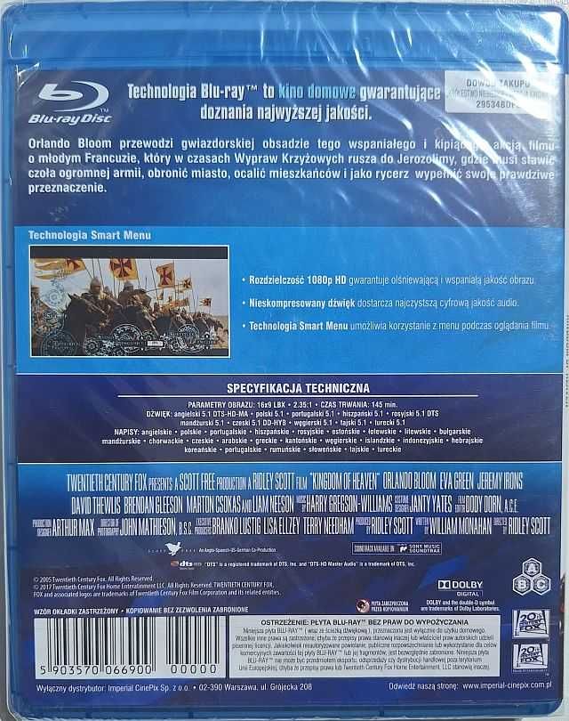 Królestwo Niebieskie (Polskie Wydanie) (Blu-ray) Nowy Folia