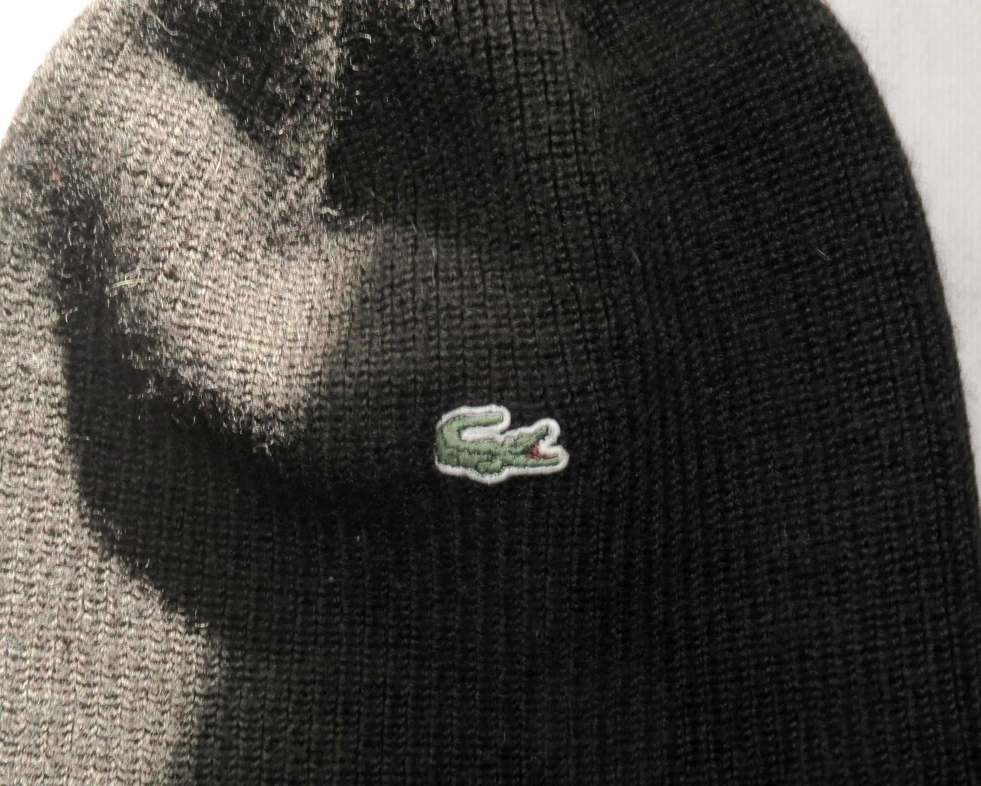 Lacoste czapka beanie z wełną logo vintage