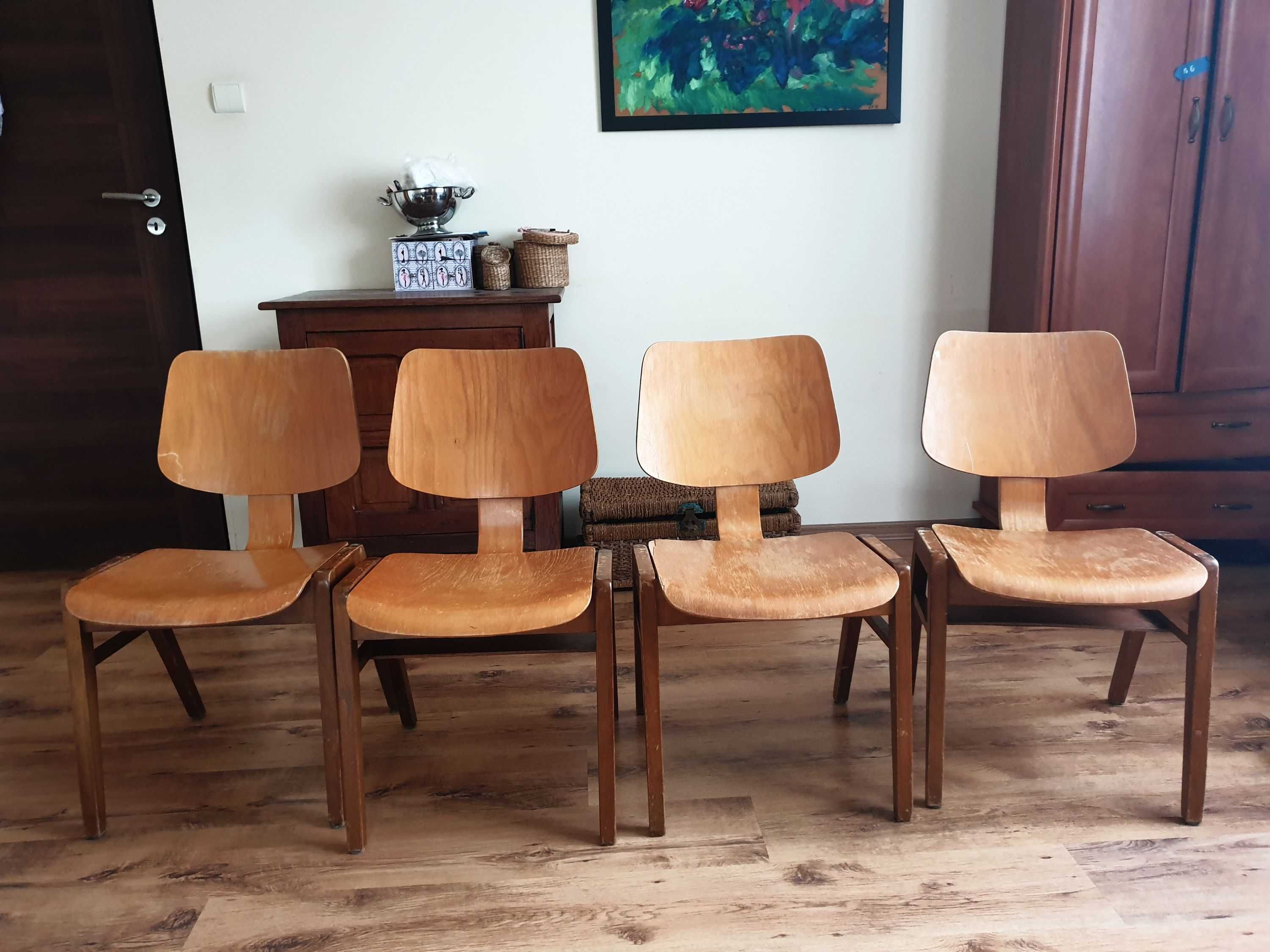 Komplet 4 krzeseł EGON EIERMANN z lat 60tych industrial loft design