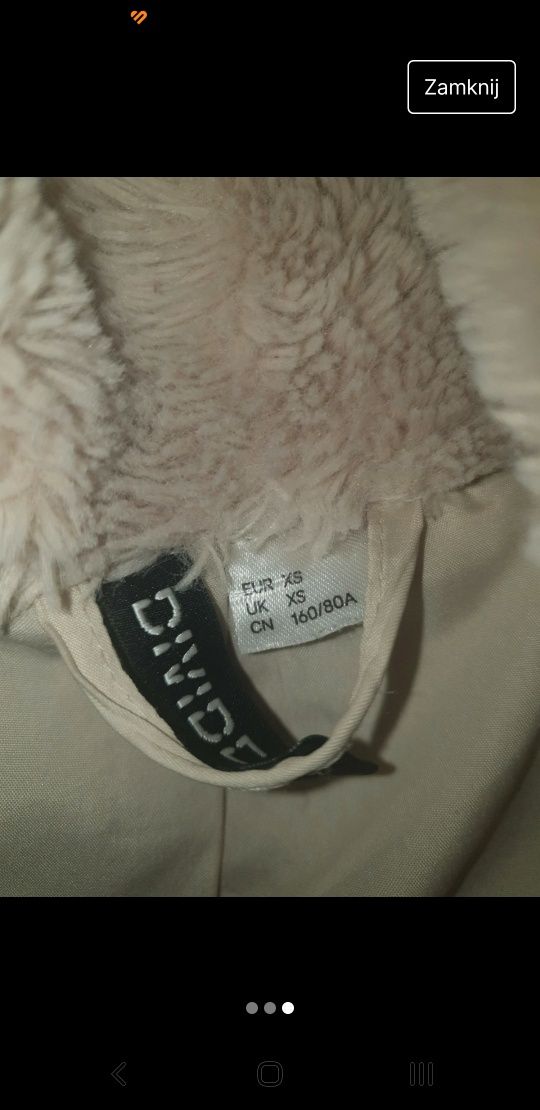 H&m krótkie beżowe sztuczne futerko XS 34