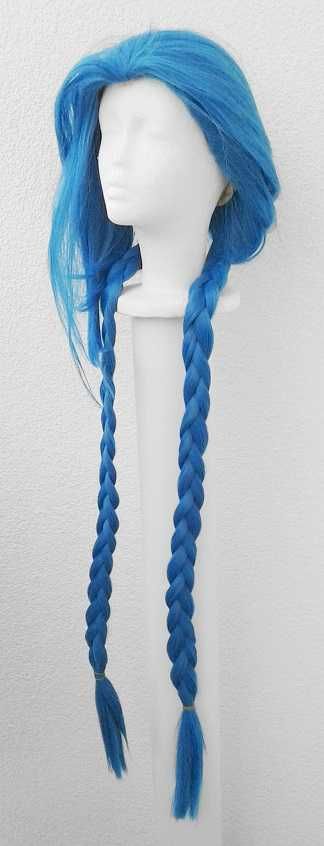 Cosplay wig LoL Arcane Jinx Peruka niebieska z warkoczami długa