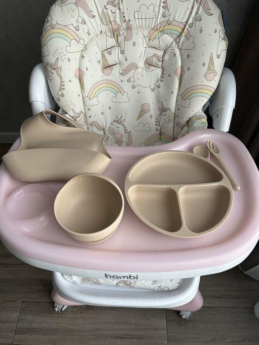 Столик для годування bambi крісло посуд для прикорму