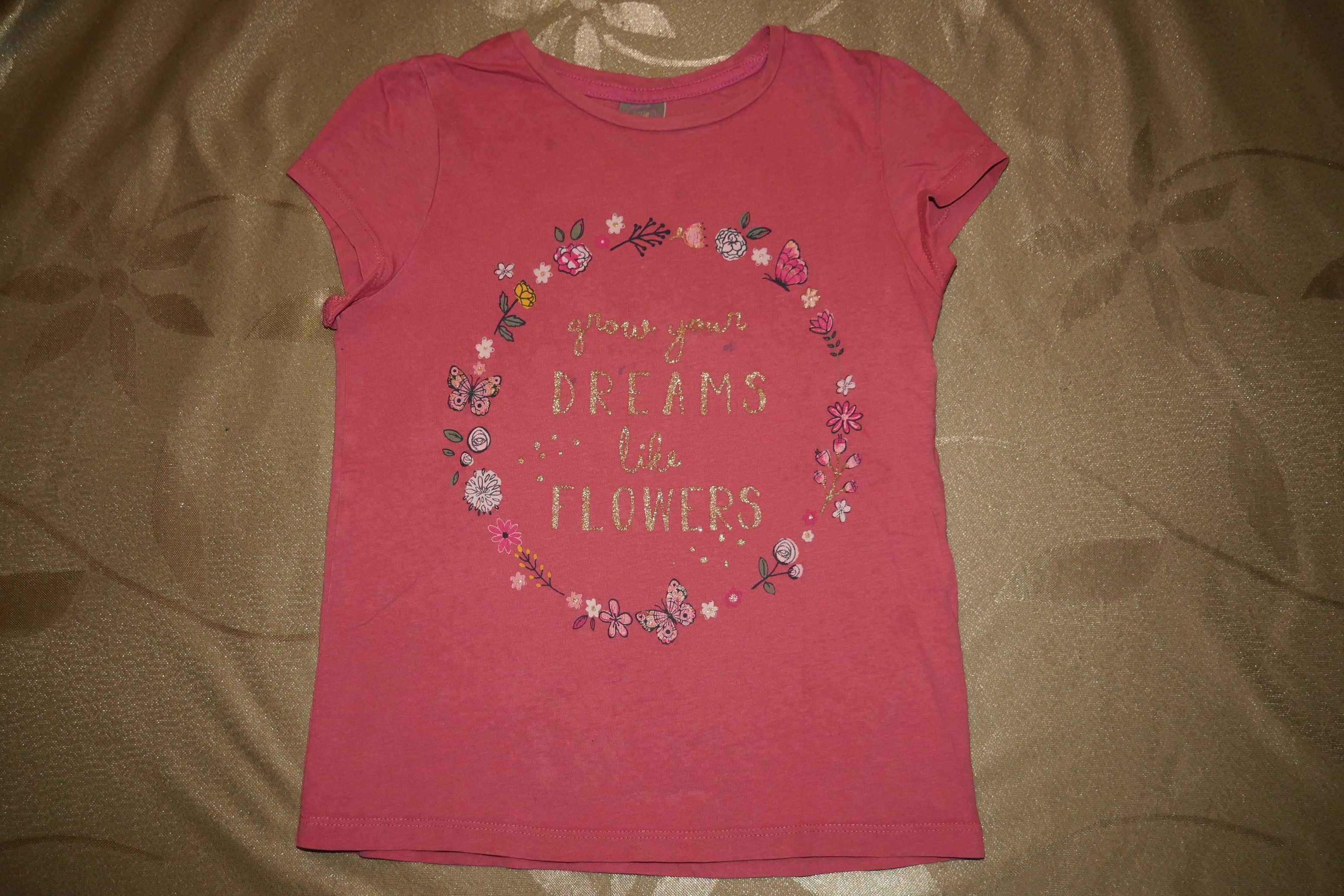 Nowa bluzka bluzeczka tunika top kr ręka kwiaty motyle Little Kids 128