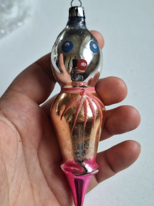 Bombka PRL stara kształtka na choinkę