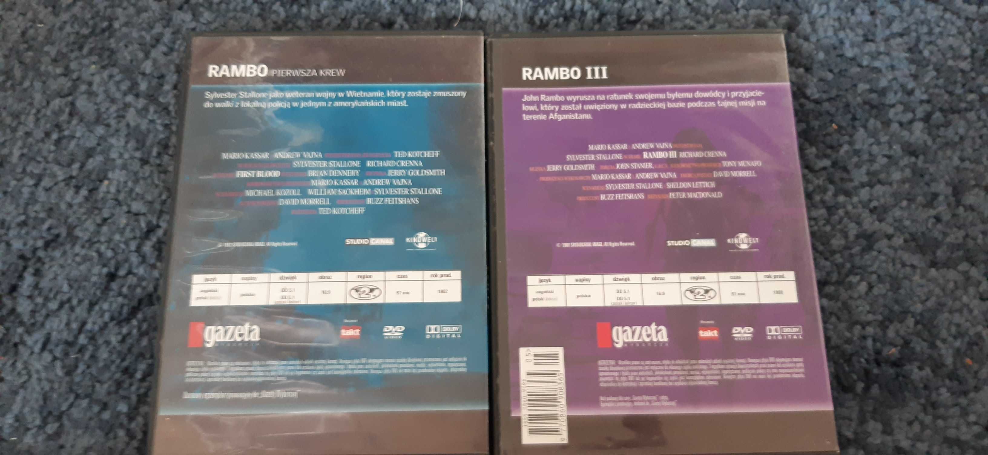 2 dvd rambo 1 i rambo 3 zestaw , sylwester stallone