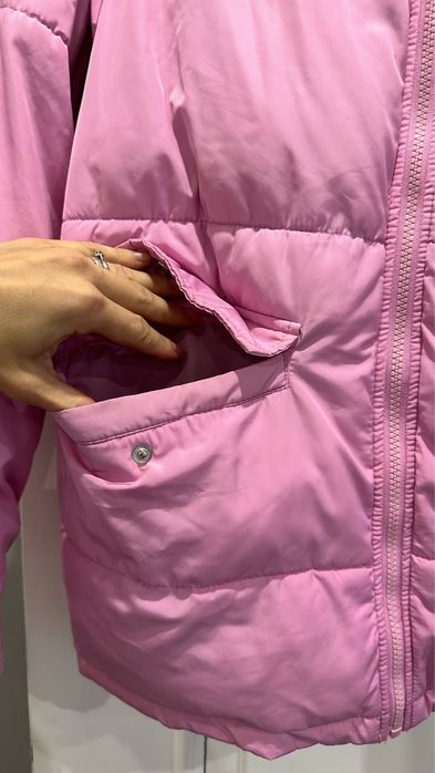 Куртка розовая пуховик осень   зиму  барби пуффер   капюшон парка only