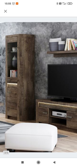 Komoda witryna słupek  jesion ciemny