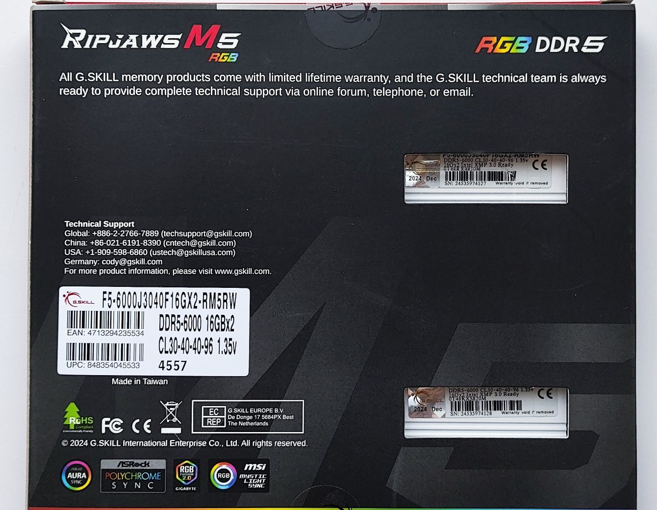 Оперативна пам'ять Lexar Ares DDR5 32GB 6000MHz G.Skill Ripjaws RGB