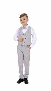 Elegancki garnitur komplet kratka szary dla chłopca 11 lat komunia