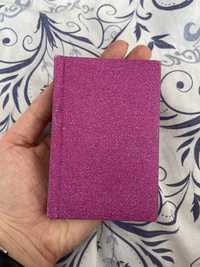 mini notes notesik różowy błyszczący brokat w linie