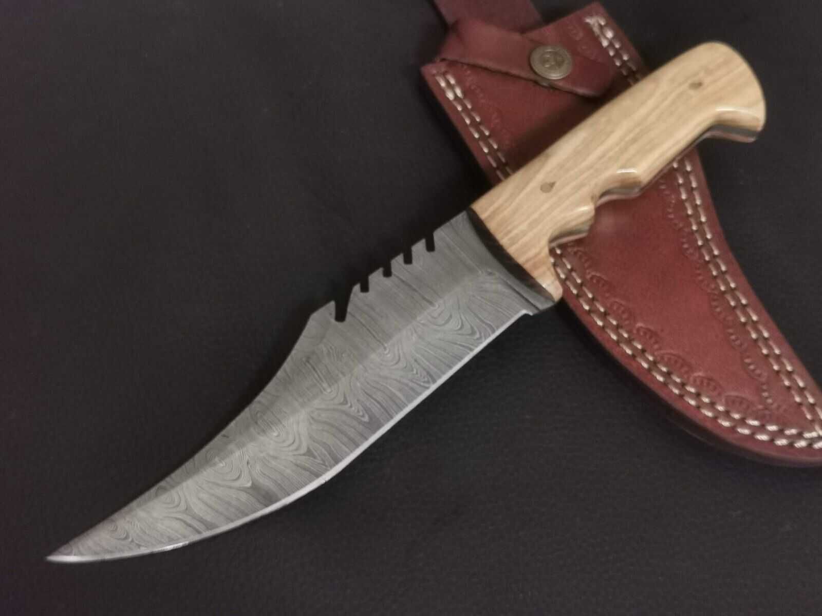 nóż DAMAST myśliwski BOWIE stal damasceńska 27cm ręcznie wyk bushcraft