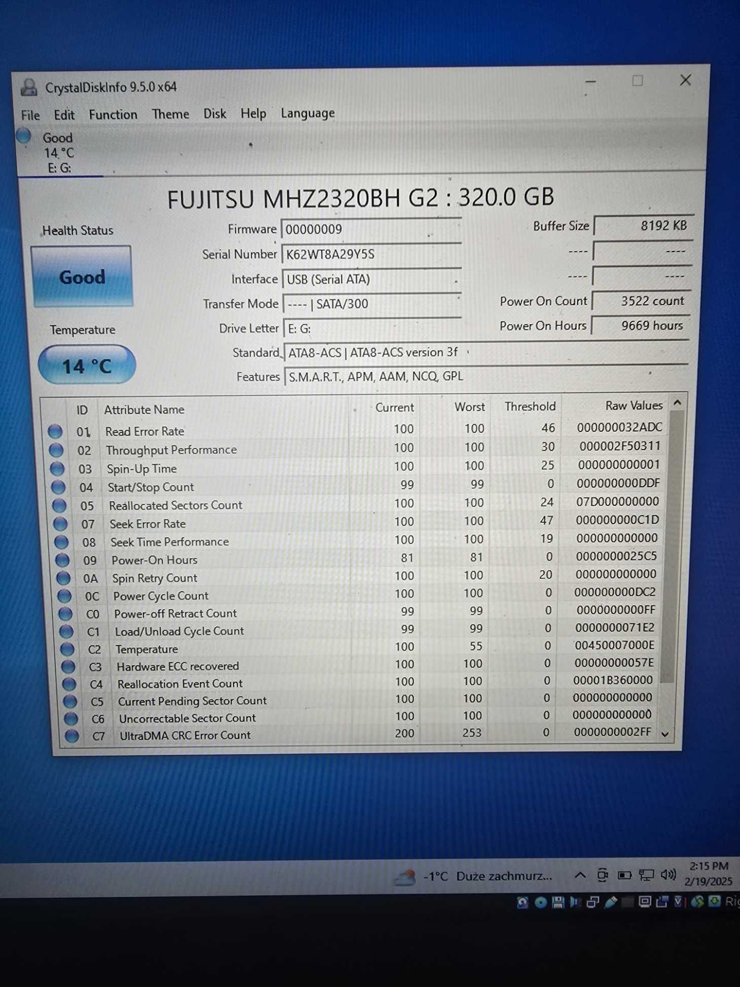 dysk twardy 320gb 2,5 sprawny #m16
