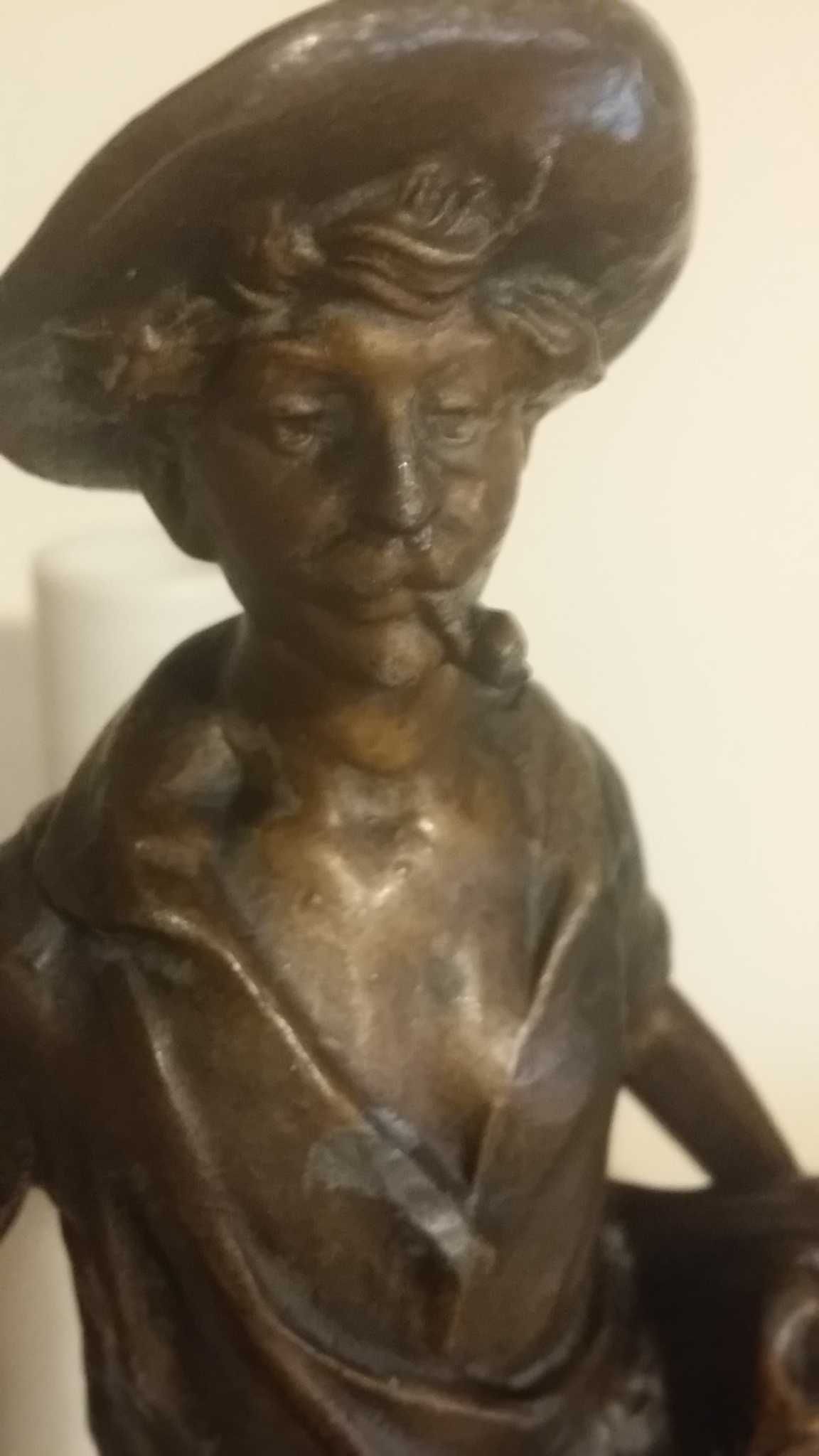 Rzeźba, figura, farmerzy, brązowione, XIX w., kolekcjonerskie, zestaw
