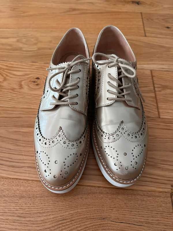 Buty złote Oksfordki Zara 38