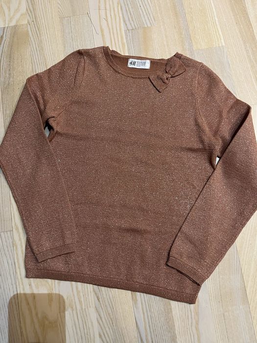NOWY Elegancki Wizytowy Sweter sweterek złoty H&M rozm 134-140