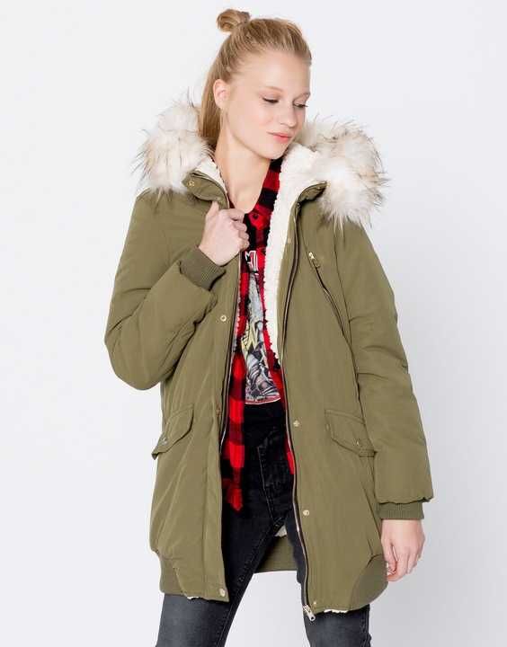PULL&BEAR parka BOMBER misio KHAKI ociepl 36 S