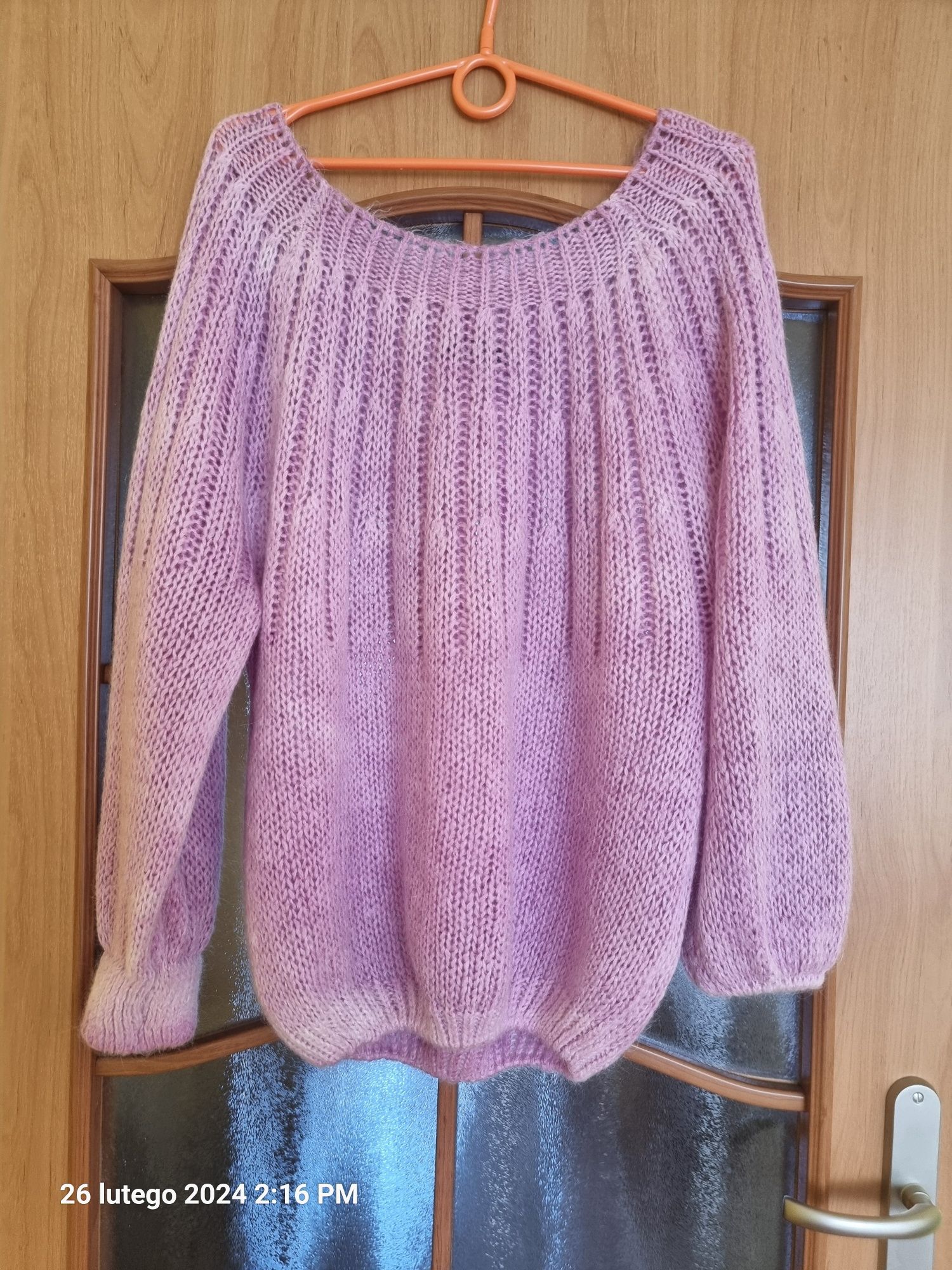 Wrzosowy sweter z wełną