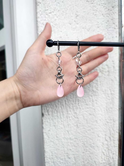 Kolczyki Stal Chirurgincza 304 Szklane koraliki chainmail chainmaille