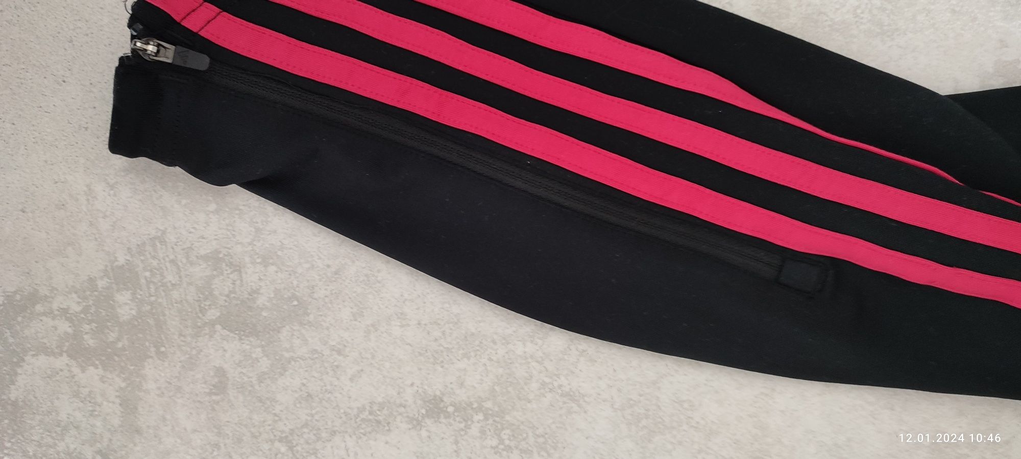 Czarne różowe legginsy Sportowe damskie Adidas S
