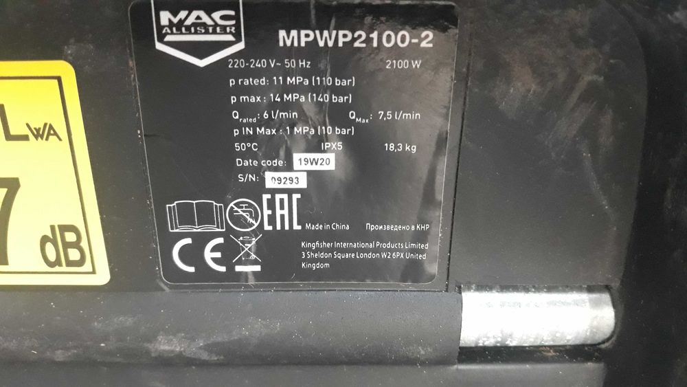 Myjka wysokociśnieniowa Macallister silnik indukcja 2100 Wat !!!