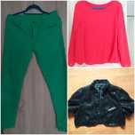 Cekinowe bolerko r.L,spodnie Reserved  m/l,elegancką bluzeczka r s/m