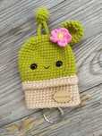 Etui brelok na szydełku do kluczy amigurumi handmade kaktus