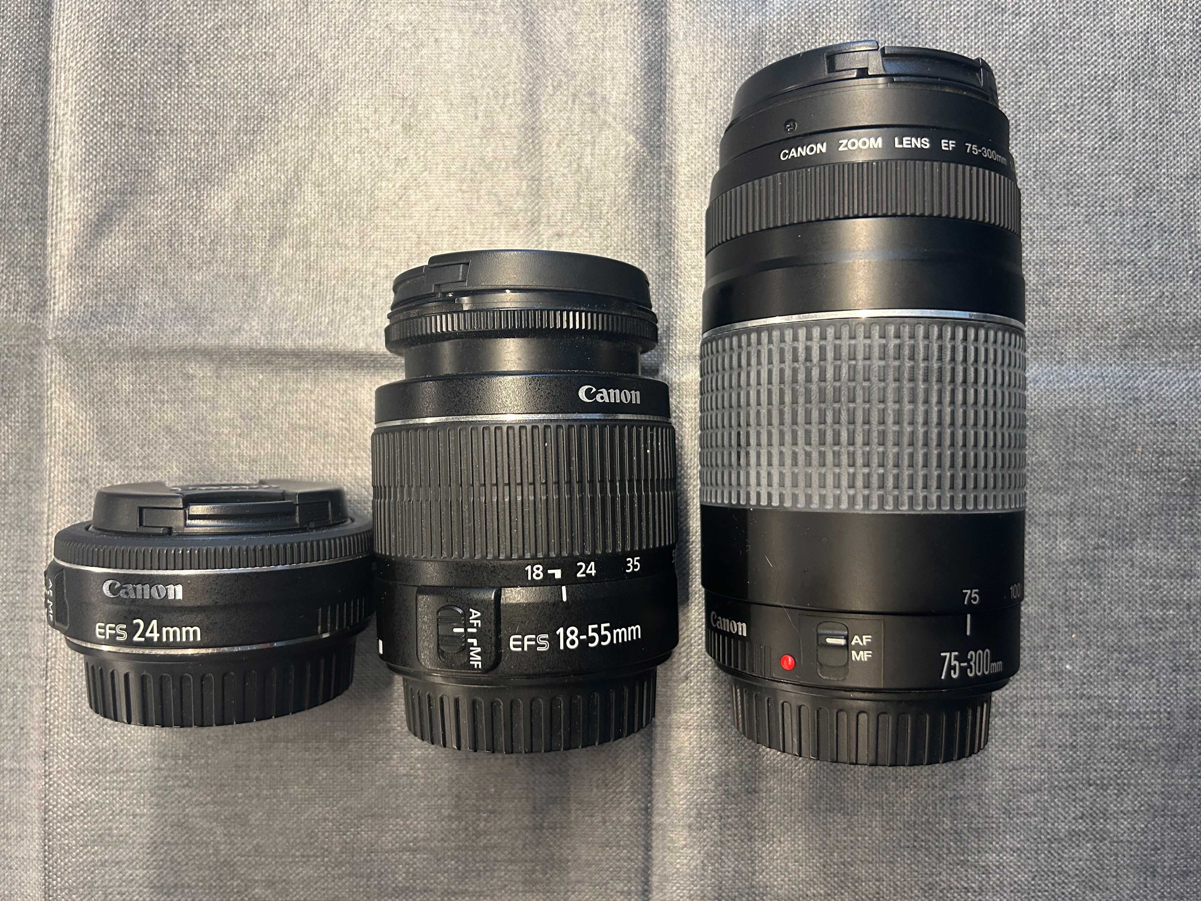 Canon EOS T6 + EFS 24mm 18-55mm + EF 75-300mm