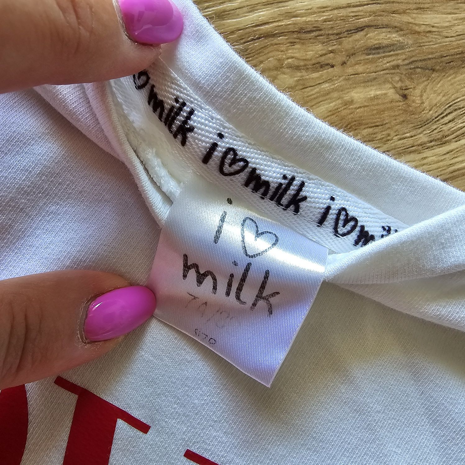 Bluza sweter koszulka i love milk 74 80 hmm