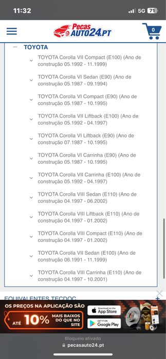 Rolamento novo toyota corolla