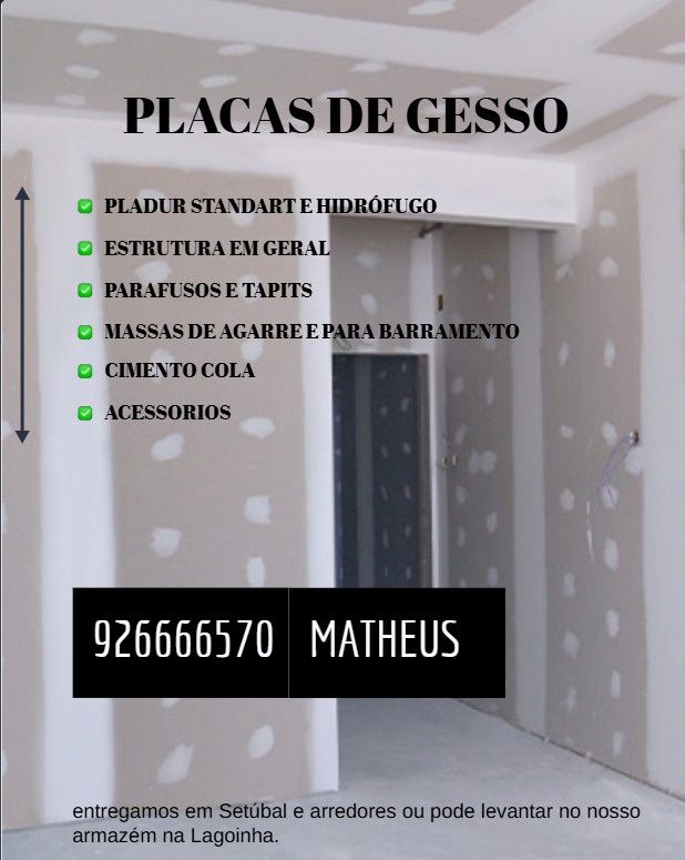Placas de pladur tamanhos variados