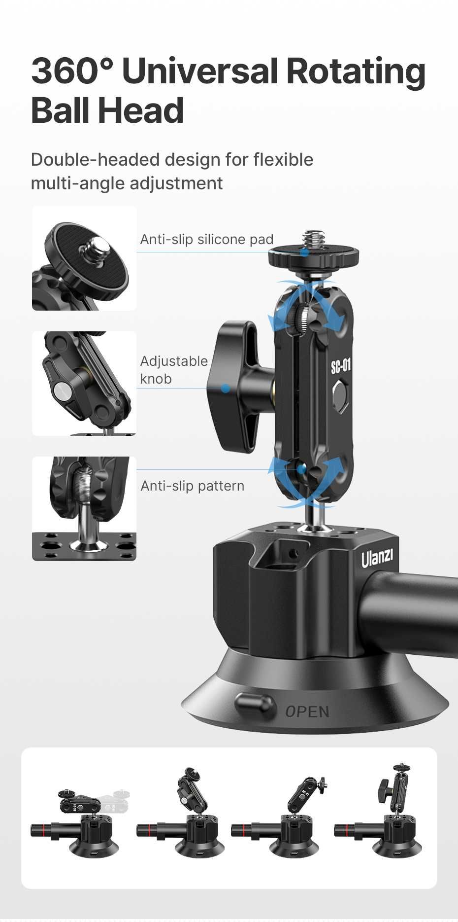Uchwyt przyssawka na szybę Ulanzi SC-01 do GoPro DJI Action Insta 360