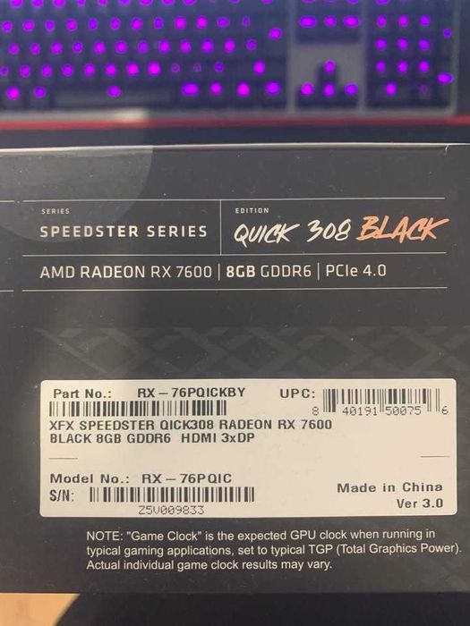 AMD Radeon RX 7600 QICK308 Graphics Card, 8GB GDDR664740134868353121