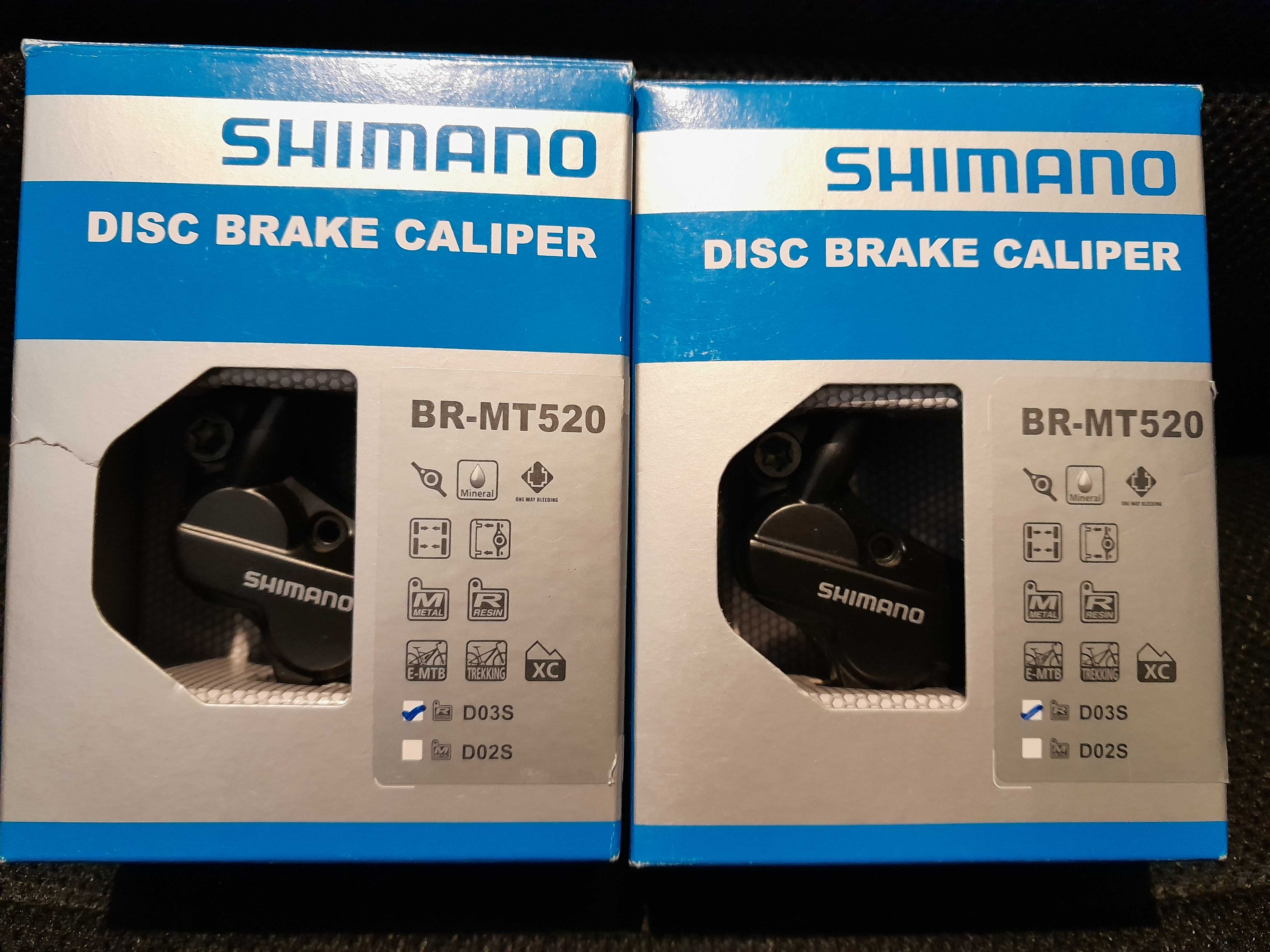 2szt.Zacisk hamulca Shimano Deore BR-MT520 P+T okł. żyw. 4 tłoki