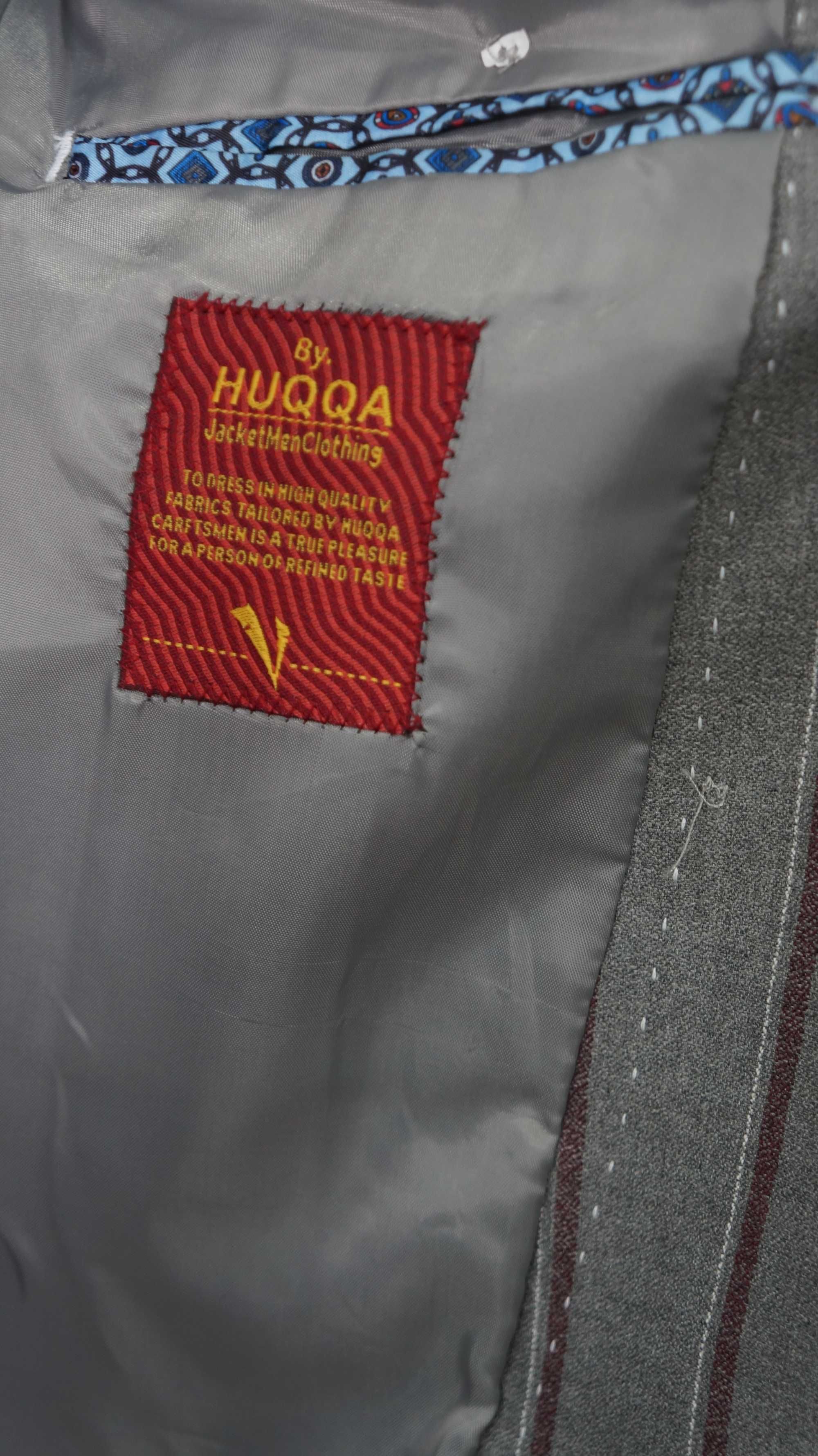 Marynarka Dwurzędowa Huqqa Rozmiar 48/50 Kolor Szary Prążki