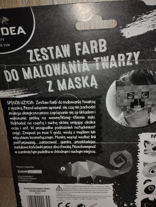 Zestaw farb do malowania twarzy z maską Minecraft