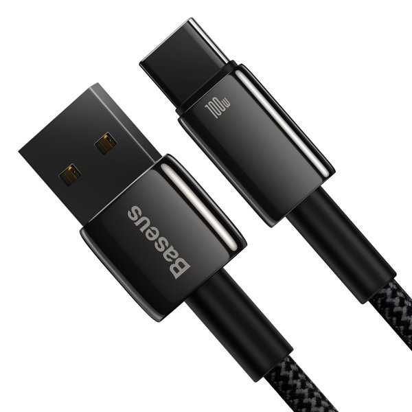 Baseus Tungsten Gold kabel USB-A - USB-C 480Mb/s 100W 1m czarny